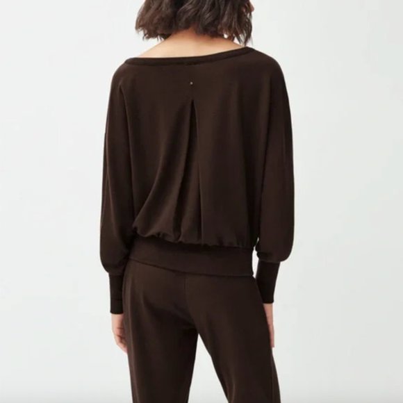 Cuyana Tops - CUYANA dark chocolate brown French Terry Boatneck Sweatshirt Pullover